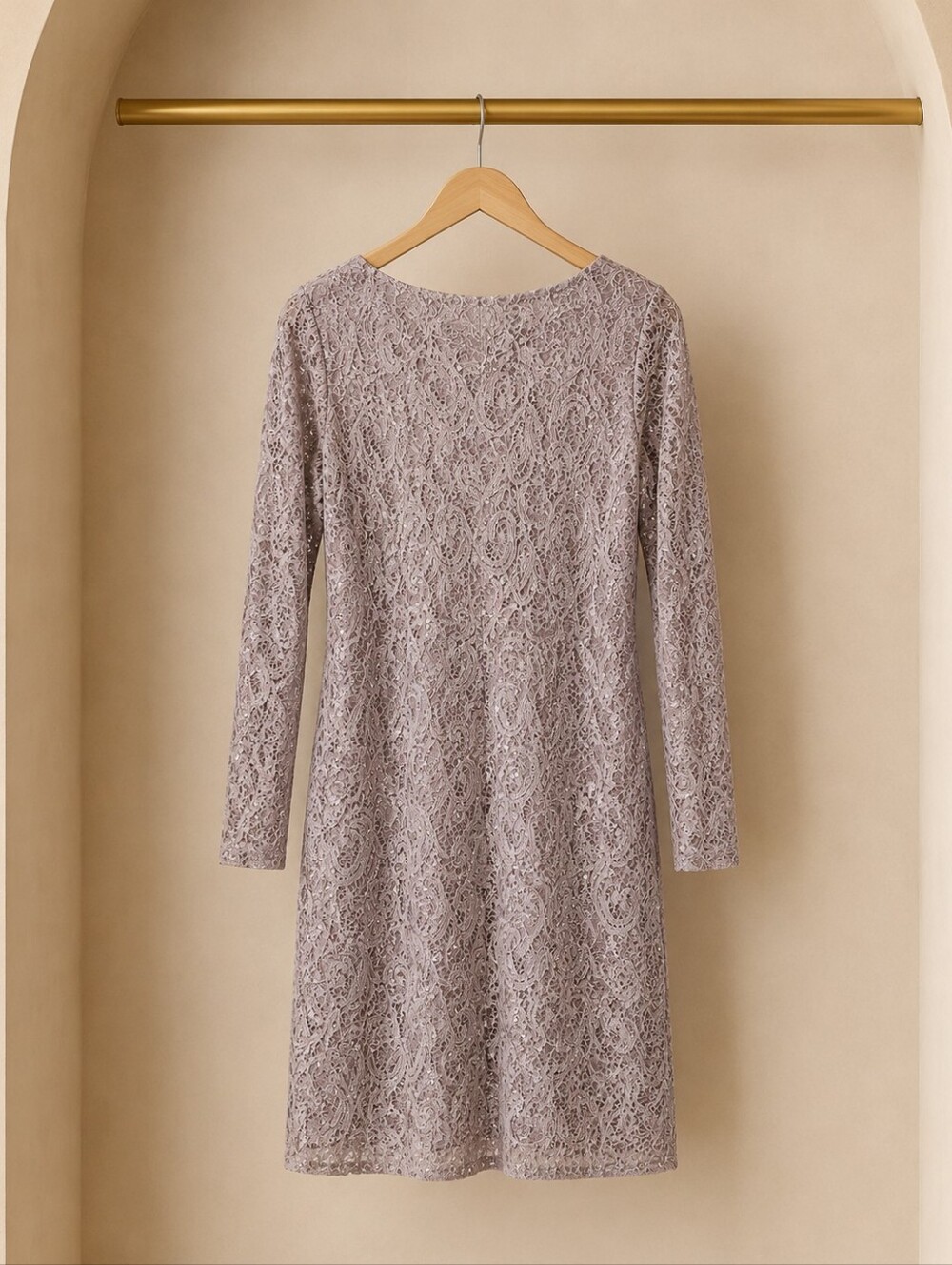 Blu Sage Lilac Lace Long-Sleeve Shift Dress